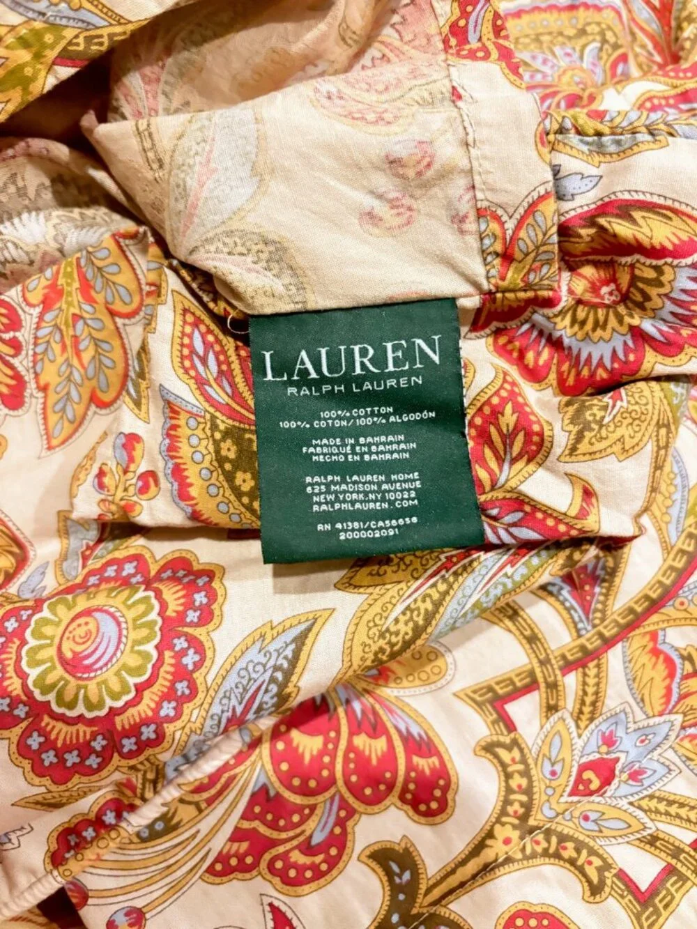 Ralph Lauren Chapman Jacobean Paisley Floral Queen Duvet Cover Set w/ 2 Standard